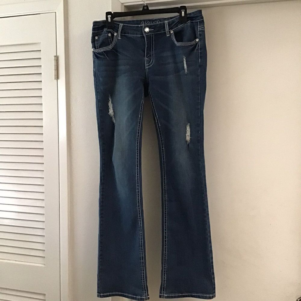 Super Nice Vivi Diva Dark Demim Rhinestone Accent Jeans Sz Junior 11